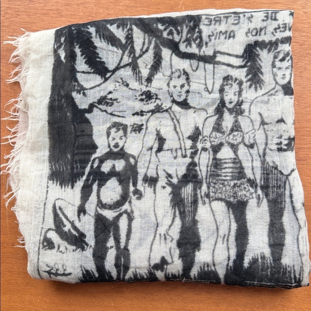 Franco Ferrari Black and White Comic Print Scarf